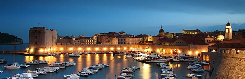 Old Town Dubrovnik panorama view at night