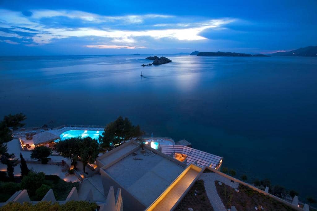 Sea view from Hotel Dubrovnik Palace at night