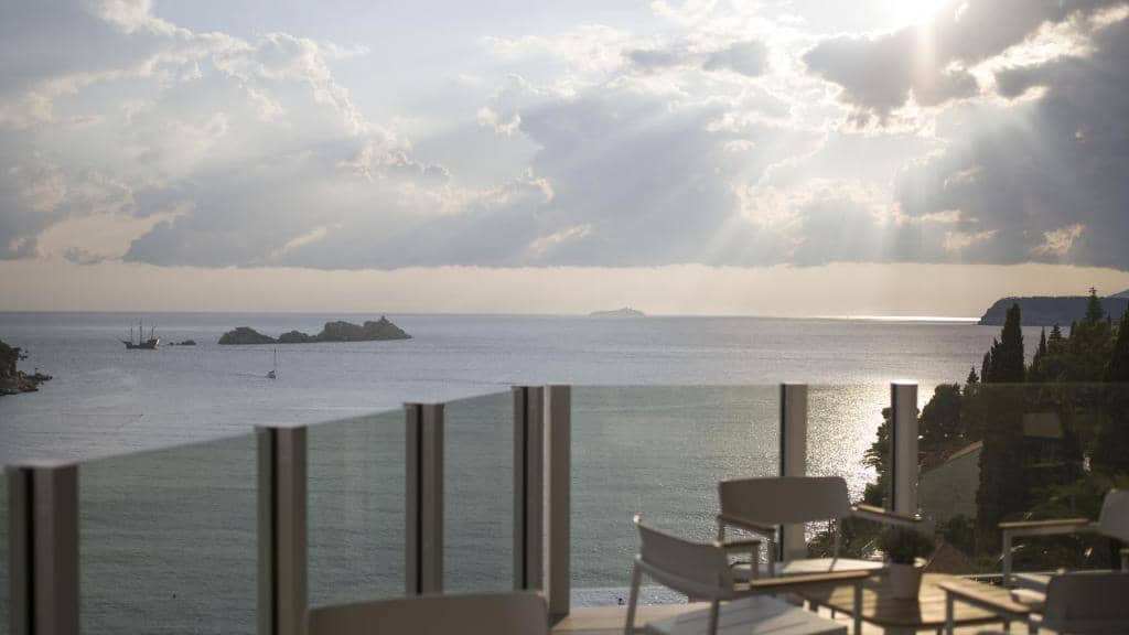 Sea view from terrace at Hotel Kompas in Dubrovnik